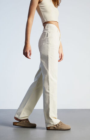 White Corduroy V Dip '90s Boyfriend Jeans image number 3