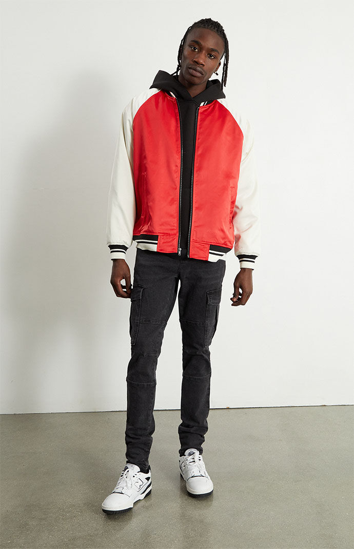 Pacsun stacked skinny side stripe zip black jeans sale