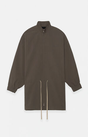 Brown Military Nylon Mock Neck Anorak Jacket image number 1