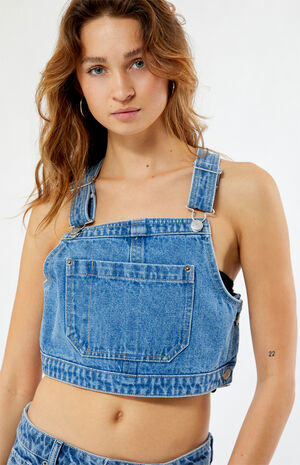 Cropped Overall Denim Top image number 2