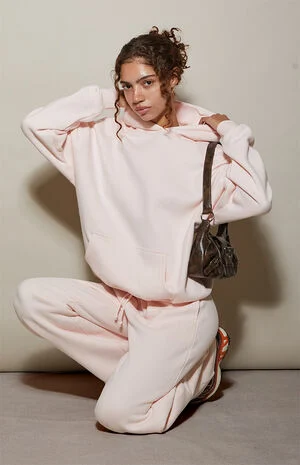 Pink Ultra Soft Fleece Core Vintage Wash Pullover Hoodie image number 1