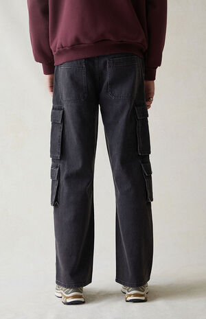 Black Baggy Cargo Jeans image number 5