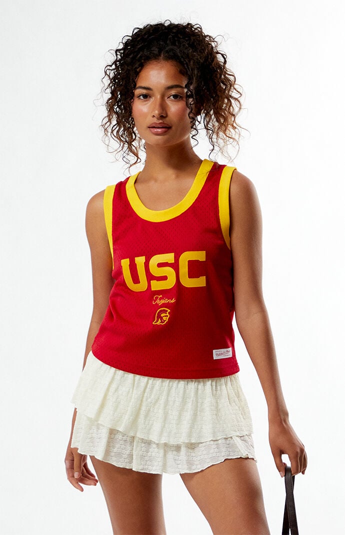 Mitchell & Ness NCAA USC Mesh Cropped Tank Top Mitchell & Ness NCAA USC Mesh Cropped Tank Top