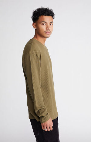 Olive Long Sleeve Waffle T-Shirt image number 2