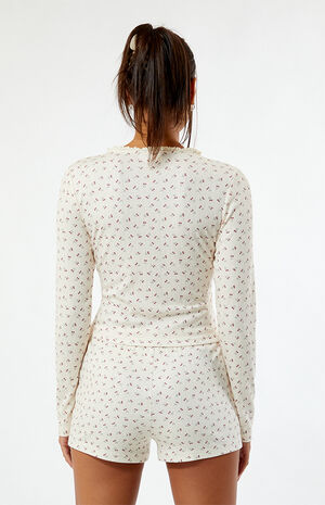 Floral Tie Front Knit Shorts image number 4