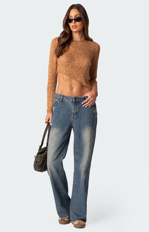 Sheer Loose Knit Asymmetric Top image number 2
