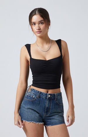 Dark Indigo Butterfly High Waisted Denim Festival Shorts image number 2