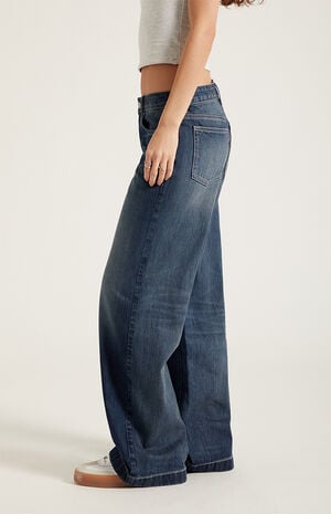 Casey Low Rise Baggy Jeans Contrast Stitch Dark Blue image number 3