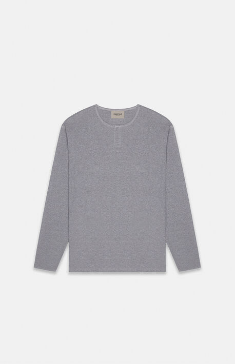 Essentials Dark Grey Heather Thermal Long Sleeve Henley T-Shirt