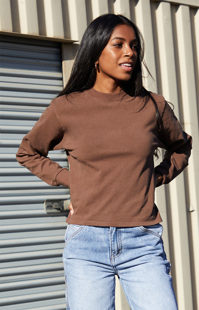 John Galt Brown Oversized Long Sleeve T Shirt Pacsun