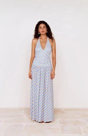 Striped Sancia Halter Midi Dress image number 5