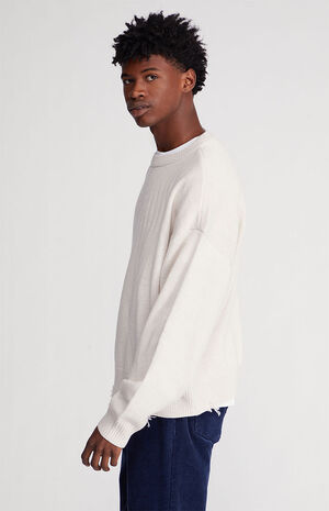 Cropped Distressed Crew Neck Sweater image number 3