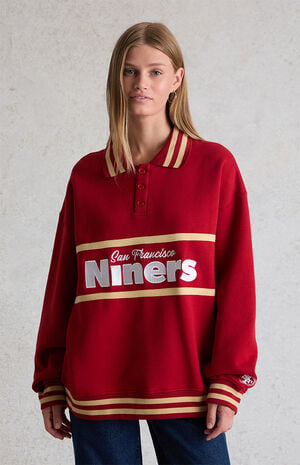 x NFL SF 49ers Long Sleeve Polo Sweatshirt image number 2