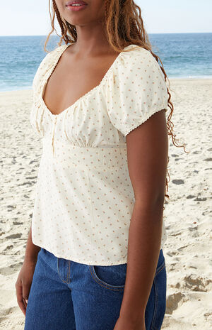 White & Pink Floral Blair Short Sleeve Top image number 2