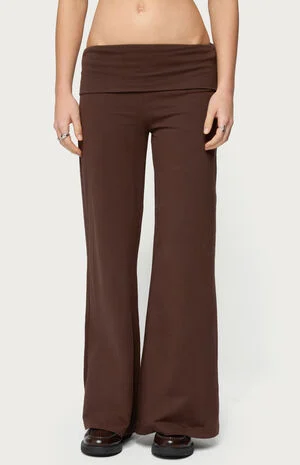 Petite Wide Leg Fold Over Pants image number 1