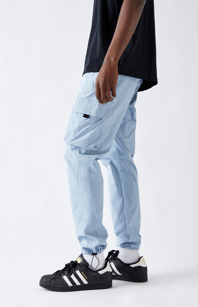 Utility Blue Nylon Slim Cargo Pants