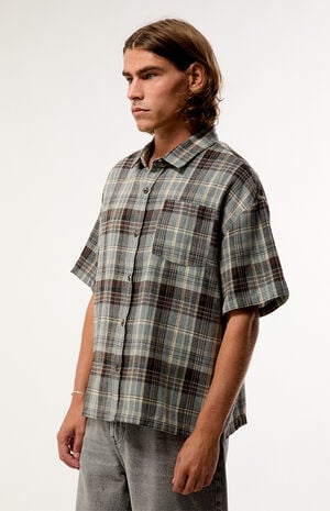 Blue Plaid Woven Flannel Shirt image number 3