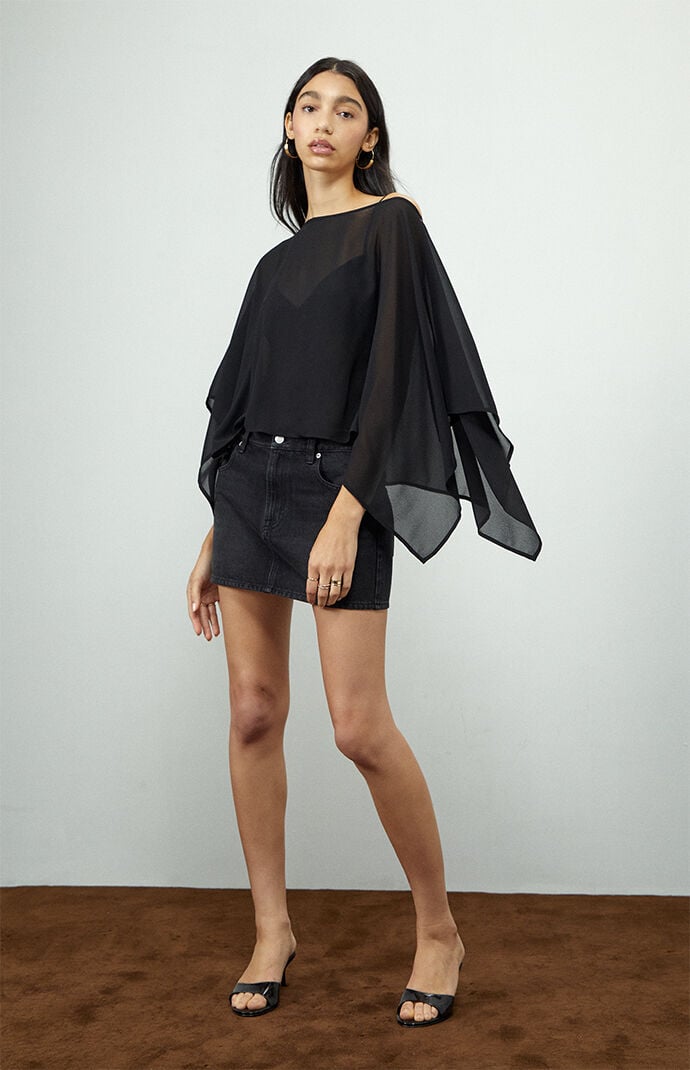 Beverly and Beck Chiffon Long Sleeve Poncho