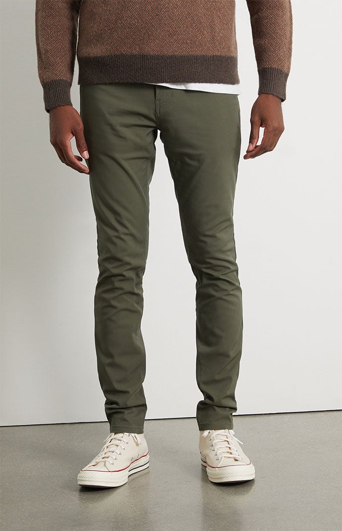 Olive green stretch top jeans