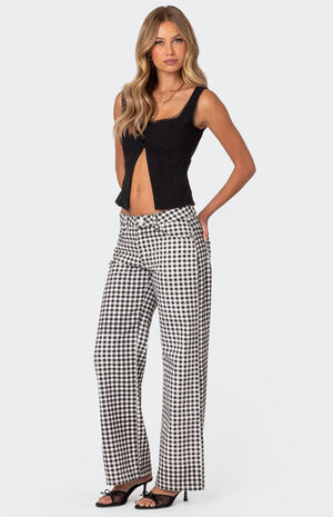 Gingham Printed Low Rise Pants image number 3