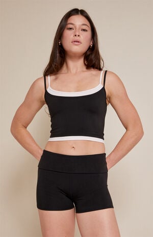 PAC WHISPER Active Black Fold-Over Micro Biker Shorts