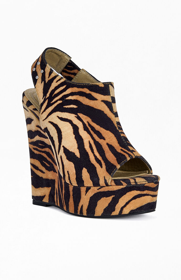 AZALEA WANG Women's Aru Tiger Wedge Sandals