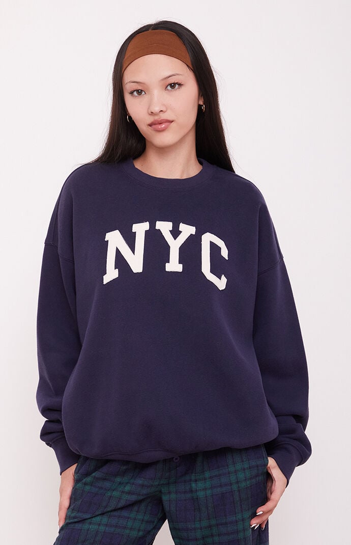 Pacsun Women s NYC Crew Neck Sweatshirt in Navy Size Xs