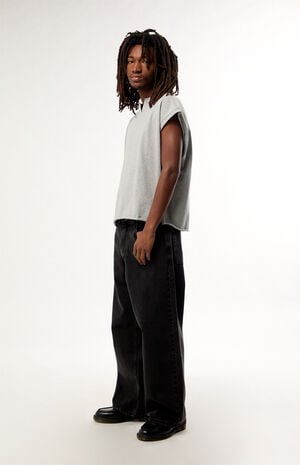 Heather Grey Solid Muscle Tank image number 4