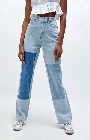 Eco Light Blue Patches Boyfriend Jeans image number 1