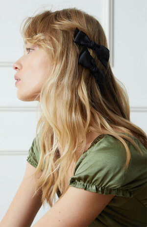 2 Pack Black Bow Hair Clips image number 1