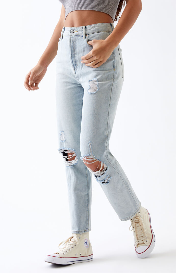 Bart Blue High Waisted Straight Leg Jeans