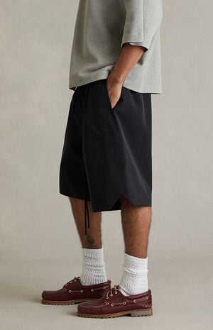 Vintage Black Active Trace Relaxed Shorts image number 4