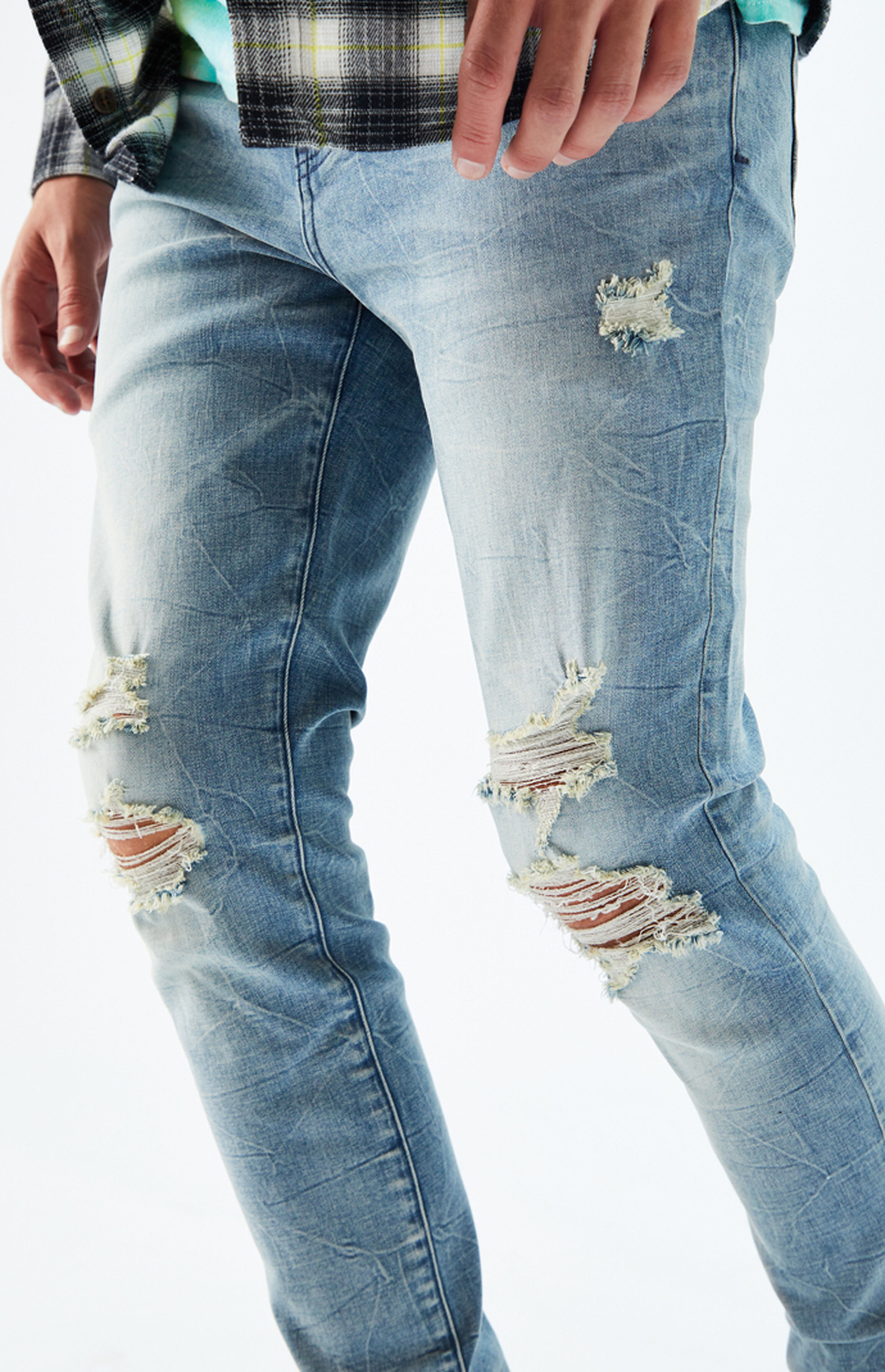 PacSun Light Ripped Stacked Skinny Jeans PacSun