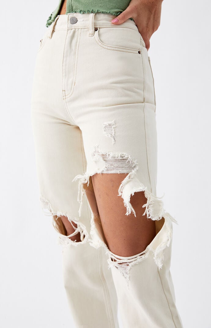Pacsun white 2025 ripped jeans