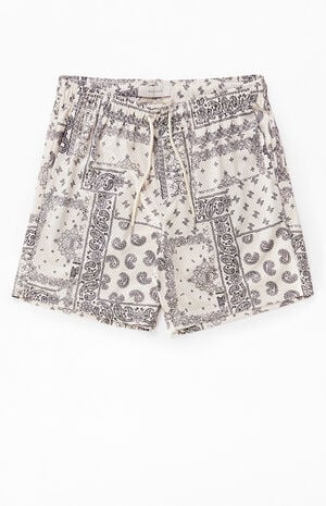 Cream Aaron Paisley Mesh Volley Shorts