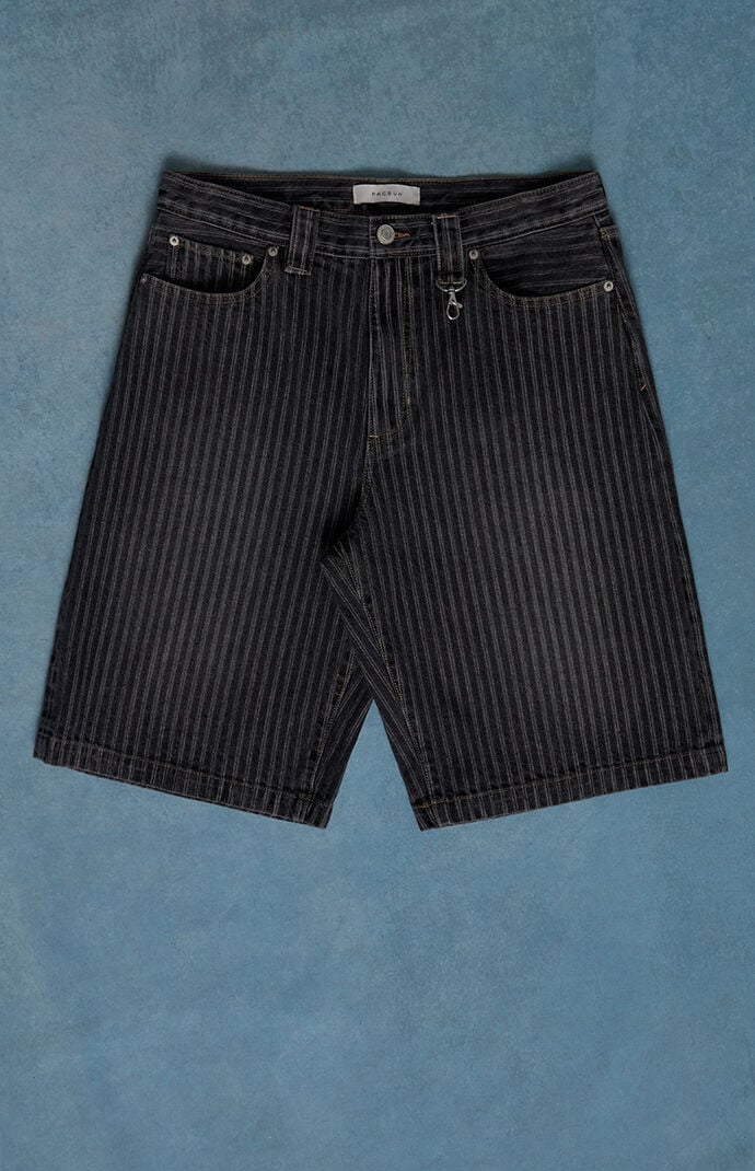 Pacsun Austin Extreme BaggyÂ DenimÂ ShortsÂ PinstripeÂ Washed Black