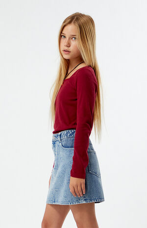 Heart Denim Mini Skirt image number 3