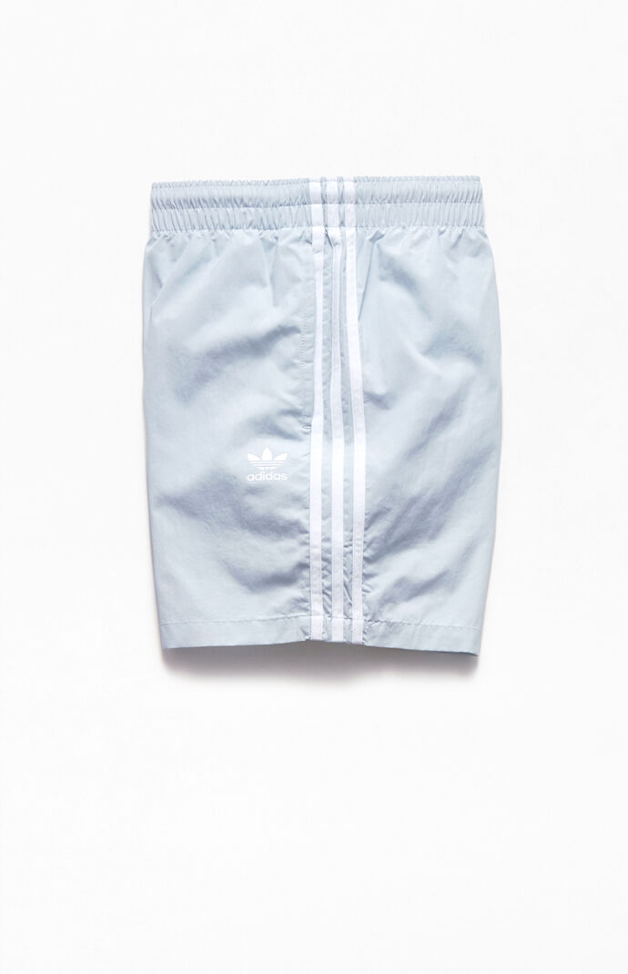 Blue 3-Stripes 16" Swim Trunks