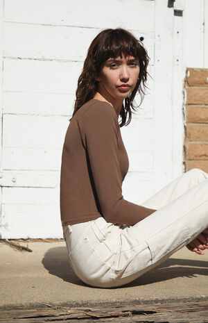 Brown Amara Long Sleeve Top image number 3