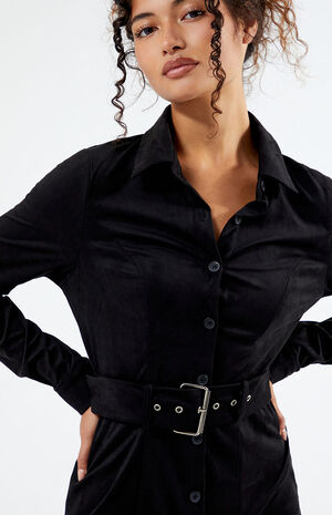 Button Through Suede Dress image number 2