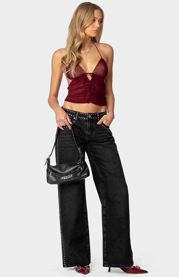 【COLOR iN ID】layered mash top Edikted Strappy Ruched Mesh Top | PacSun