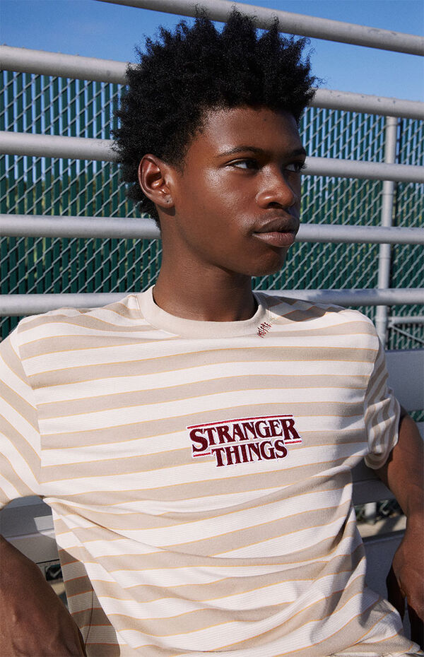Stranger Things x PacSun Logo Stripe TShirt Pacsun
