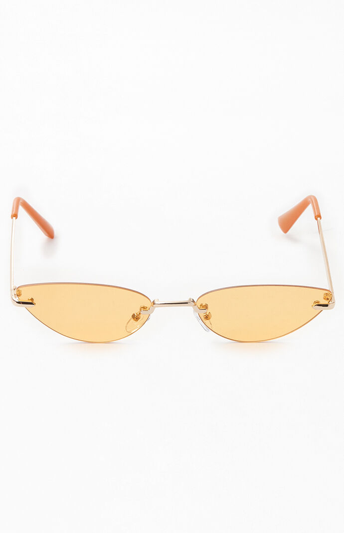 Orange Narrow Metal Cat Eye Sunglasses