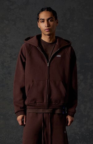 Brown Heavyweight Standard Zip Hoodie image number 2