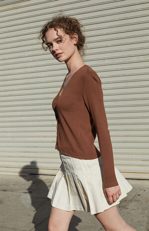 Brown Button Front Cardigan image number 2