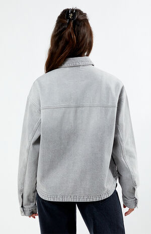 Light Gray Denim Shacket image number 4