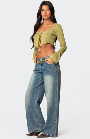 Bekkah Ribbed Knit Tie Front Top image number 4