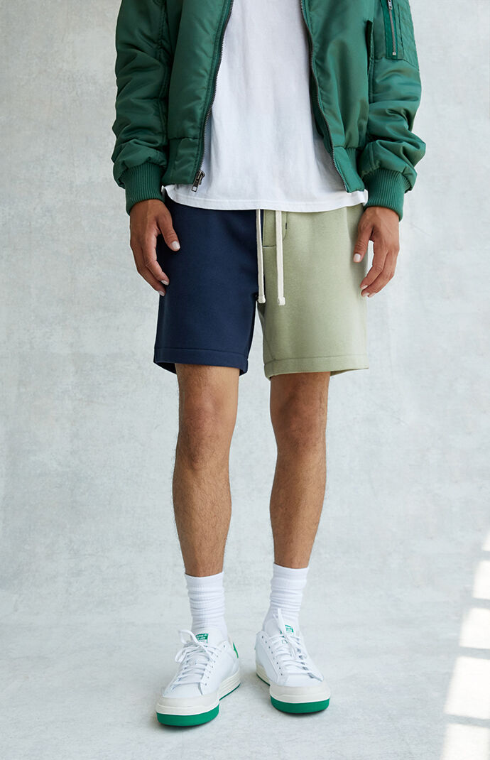Blue & Green Split Volley Sweat Shorts