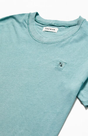 Aqua Vintage Wash Split Logo Seam T-Shirt image number 2