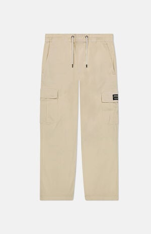 Cream Open Bottom Cargo Pants image number 1